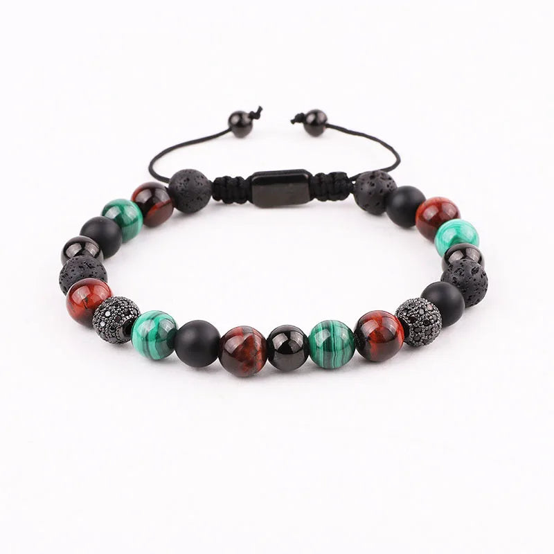 8mm Stone CZ Ball Bracelet Men