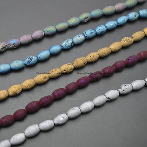 8x12mm Natural Druzy Agate Barrel Rice Tube Loose Beads