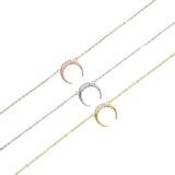 925 Silver Crescent Pendant Necklace Silver/Gold CZ Moon Star Nice Jewelry