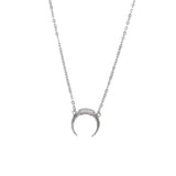 925 Silver Crescent Pendant Necklace Silver/Gold CZ Moon Star Nice Jewelry