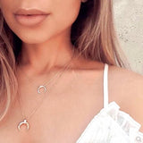 925 Silver Crescent Pendant Necklace Silver/Gold CZ Moon Star Nice Jewelry