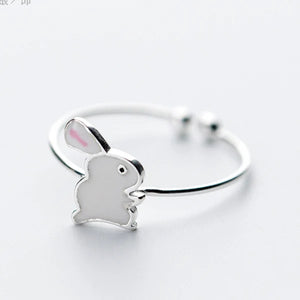 925 Sterling Silver Rabbit Open Ring