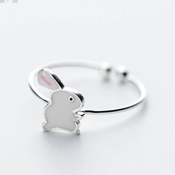 925 Sterling Silver Rabbit Open Ring