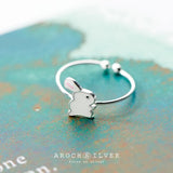 925 Sterling Silver Rabbit Open Ring