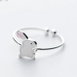 925 Sterling Silver Rabbit Open Ring