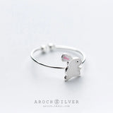 925 Sterling Silver Rabbit Open Ring