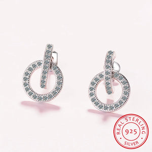 925 Silver Zirconia Circle Stud Earrings Women Wedding Jewelry S925 Brincos