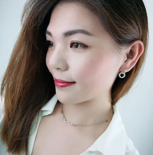 925 Silver Zirconia Circle Stud Earrings Women Wedding Jewelry S925 Brincos
