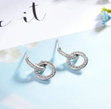 925 Silver Zirconia Circle Stud Earrings Women Wedding Jewelry S925 Brincos