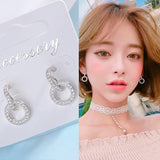 925 Silver Zirconia Circle Stud Earrings Women Wedding Jewelry S925 Brincos
