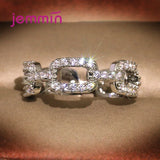 925 Silver Geometric Chain Hollow Rings Cubic Zircon Wedding Jewelry