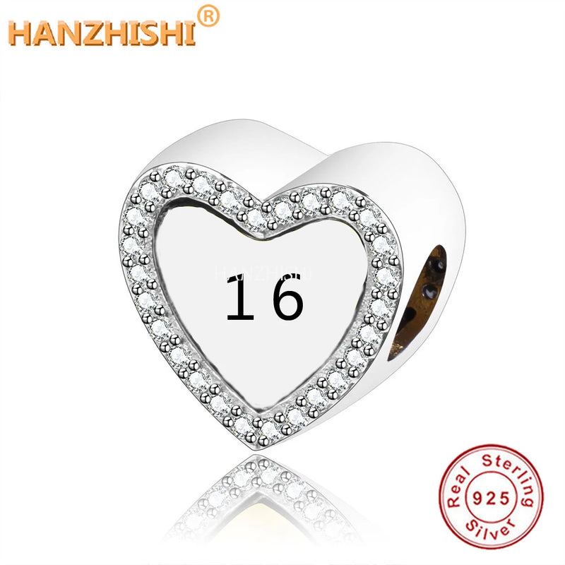 925 Silver Heart Charm Bead for Bracelet Necklace