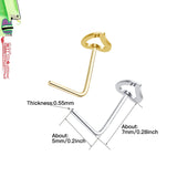 925 Silver Hollow Heart L Shape Nose Piercing Studs for Women Girls