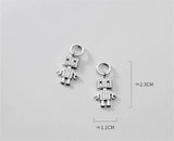 925 Silver Diamonds Robot Drop Earrings Women Girls Dangle Brincos