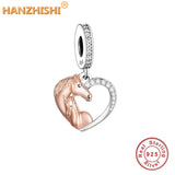 925 Silver Monkey Heart Dangle Charms Beads for Bracelet Necklace