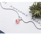 925 Sterling Silver Pink Strawberry Crystal Bracelet for Girls Women