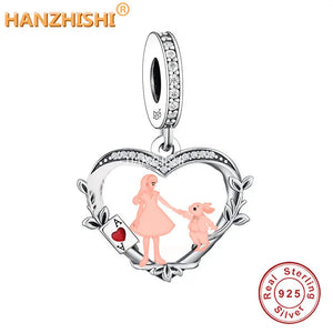 925 Silver Poker Heart Animal Pendant Charms Beads for Bracelet Necklace
