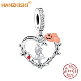 925 Silver Poker Heart Animal Pendant Charms Beads for Bracelet Necklace