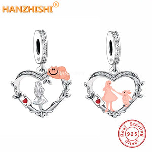 925 Silver Poker Heart Animal Pendant Charms Beads for Bracelet Necklace
