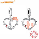 925 Silver Poker Heart Animal Pendant Charms Beads for Bracelet Necklace