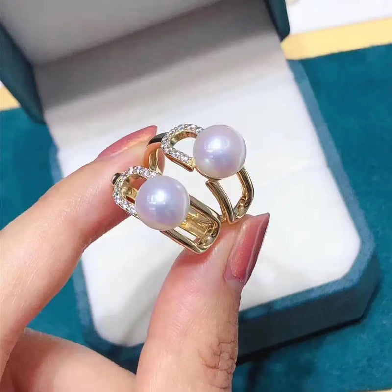 925 Sterling Silver Adjustable Finger Ring Settings for Pearls