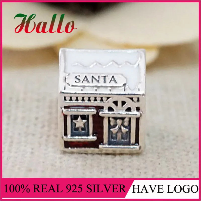 925 Silver Santa's Home Christmas Charm Bead for Bracelet