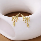 925 Silver Water Droplets Stud Earrings Vintage Ear Studs Women Party Jewelry