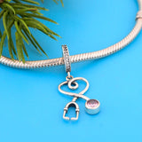 925 Silver Stethoscope Dangle Beads Charms for Jewelry Making