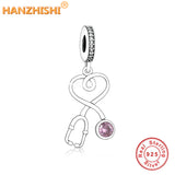 925 Silver Stethoscope Dangle Beads Charms for Jewelry Making