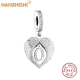 925 Silver Vintage Alphabets Wing Heart Charms Beads for Bracelet Necklace