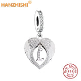 925 Silver Vintage Alphabets Wing Heart Charms Beads for Bracelet Necklace