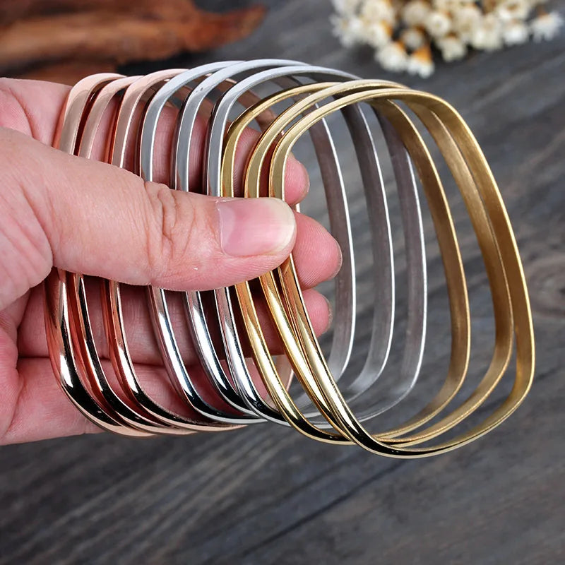 9Pcs Women's Silver Stainless Steel Bracelets & Bangles