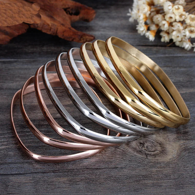 9Pcs Women's Silver Stainless Steel Bracelets & Bangles