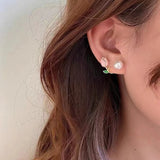Elegant 8-9mm South Sea Pearl Flower Earrings 925S