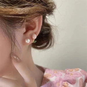 Elegant 8-9mm South Sea Pearl Flower Earrings 925S