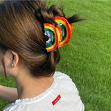 Acetate Rainbow Geometric Hair Clip Claw For Women Girls