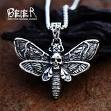 Death Head Skull Butterfly Moth Pendant Necklace