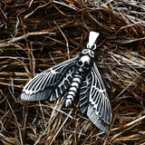Death Head Skull Butterfly Moth Pendant Necklace