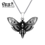Death Head Skull Butterfly Moth Pendant Necklace