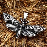 Death Head Skull Butterfly Moth Pendant Necklace