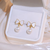 Artificial Pearl Butterfly Earrings For Women Stud Earring Bijoux Pendant Gift