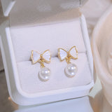 Artificial Pearl Butterfly Earrings For Women Stud Earring Bijoux Pendant Gift