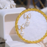 Artificial Pearl Butterfly Earrings For Women Stud Earring Bijoux Pendant Gift