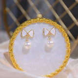Artificial Pearl Butterfly Earrings For Women Stud Earring Bijoux Pendant Gift