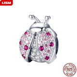 925 Sterling Silver Ladybug Charms Beads for DIY Jewelry