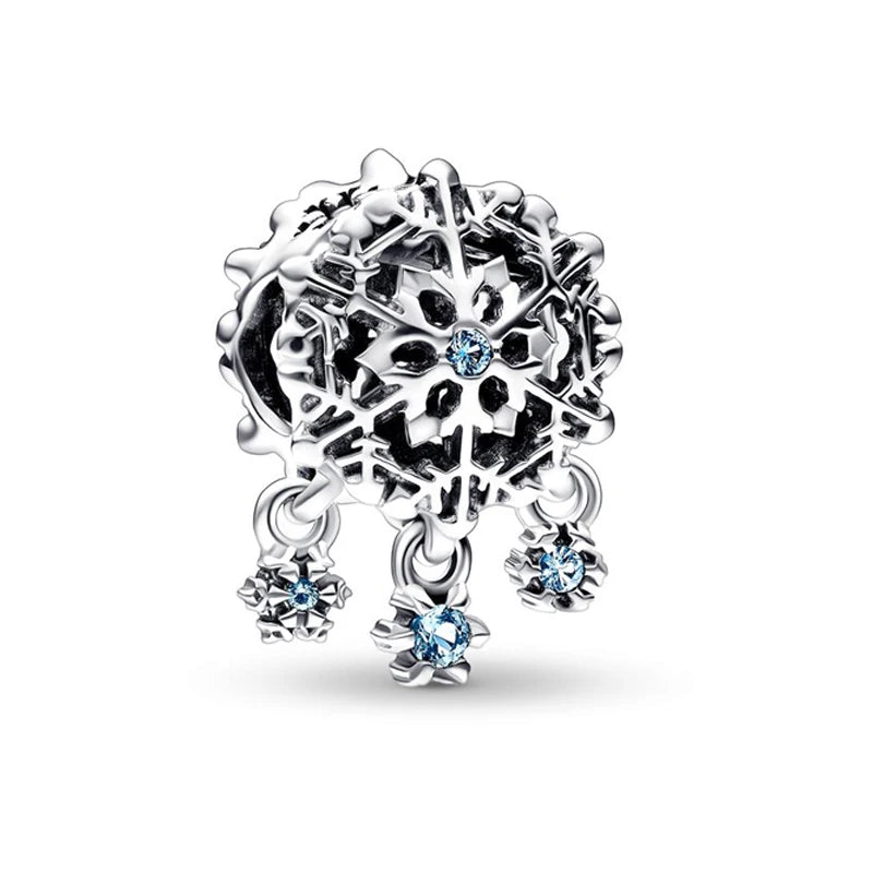 925 Silver Snowflake Beads Charms for Jewelry Making