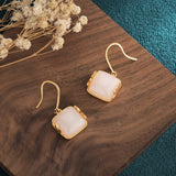 Bamboo Leaf Earrings Jade Retro Temperament Earrings for Women Gift