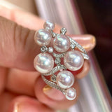 Freshwater Pearl Ring 925 Silver High Statement Jewelry