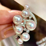 Freshwater Pearl Ring 925 Silver High Statement Jewelry