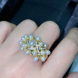 Big Pearl Zircon Ring High Fine Jewelry